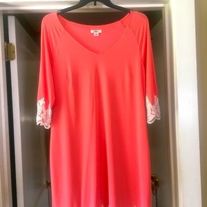 XL Midi Dress In Orange with Lace